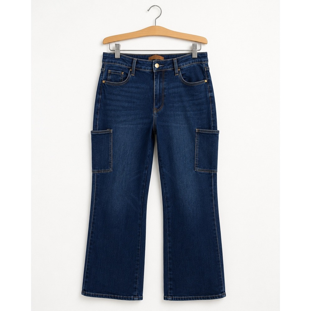 Judy Blue High Waist Cargo Wide Leg Jeans Dark Wash Denim Plus Size 20W JB88755
